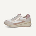 Pink and white sneaker on a white background