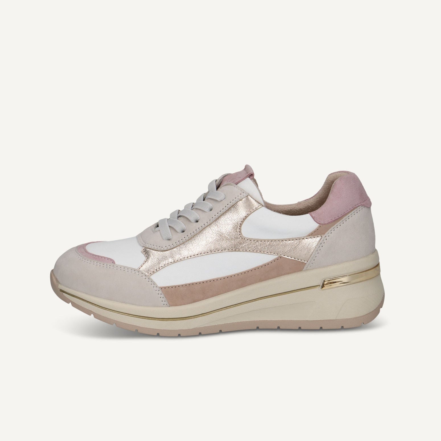 Pink and white sneaker on a white background