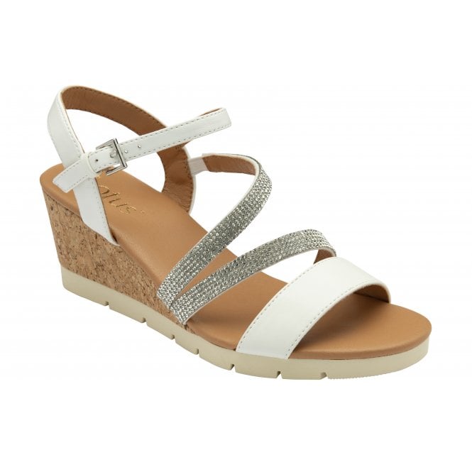 White Goldie Open-Toe Wedge Sandals Lotus